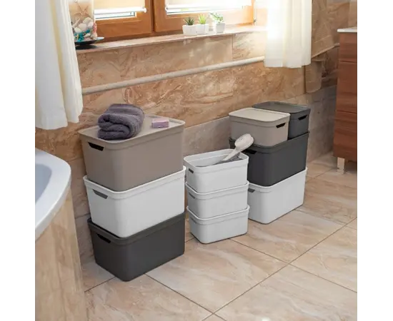 შესანახი კალათა თავსახურით Rotho DECO 16ლ კაპუჩინო შესანახი კალათა თავსახურით Rotho DECO 16ლ კაპუჩინო