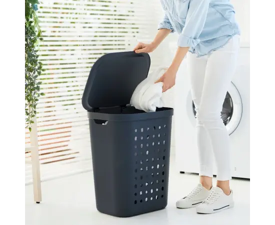 Linen basket Rotho Jona 55l black Linen basket Rotho Jona 55l black