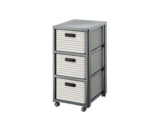 Chest of drawers Rotho 3 x A4 with wheels COUNTRY anthracite cappuccino