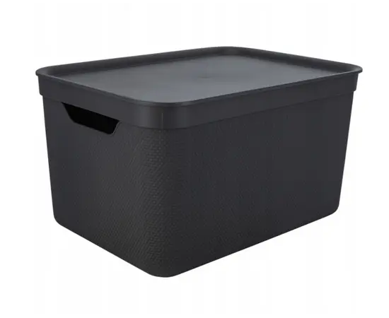 შესანახი კალათა თავსახურით Rotho DECO 16ლ შავი შესანახი კალათა თავსახურით Rotho DECO 16ლ შავი