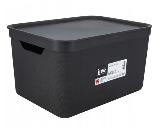 შესანახი კალათა თავსახურით Rotho DECO 16ლ შავი შესანახი კალათა თავსახურით Rotho DECO 16ლ შავი