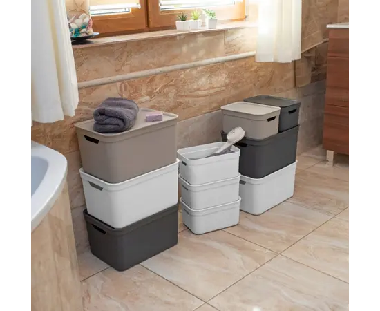 შესანახი კალათა თავსახურით Rotho DECO 16ლ შავი შესანახი კალათა თავსახურით Rotho DECO 16ლ შავი