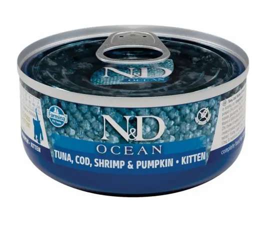 Wet food for kittens Farmina N&D Ocean Kitten tuna, cod, shrimp and pumpkin 70 g Wet food for kittens Farmina N&D Ocean Kitten tuna, cod, shrimp and pumpkin 70 g