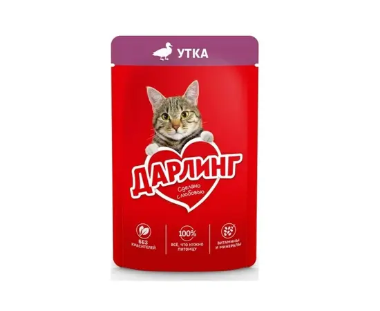 Влажный корм для кошек желе Darling утиное мясо 75г Влажный корм для кошек желе Darling утиное мясо 75г