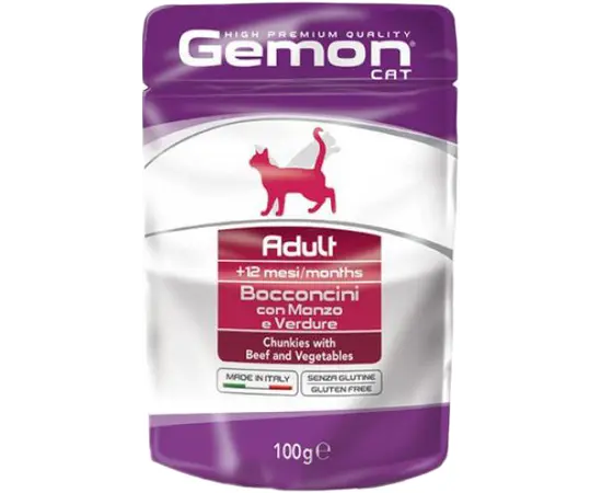 Cat food with beef and vegetables Gemon 100 g Cat food with beef and vegetables Gemon 100 g