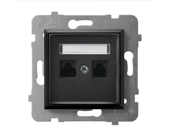 Розетка компьютерная CAT 5E Ospel Aria GPK-2U/K/m/33 2 местная черная Розетка компьютерная CAT 5E Ospel Aria GPK-2U/K/m/33 2 местная черная