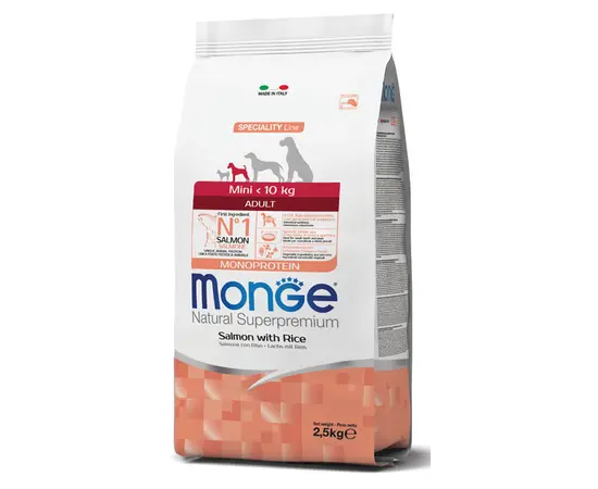 Dry dog food for adults salmon and rice Monge 2.5 kg Dry dog food for adults salmon and rice Monge 2.5 kg