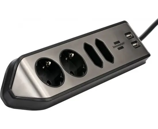 დამაგრძელებელი კუთხე 4 Brennenstuhl 2მ 2 USB ვერცხლისფერი შავი დამაგრძელებელი კუთხე 4 Brennenstuhl 2მ 2 USB ვერცხლისფერი შავი