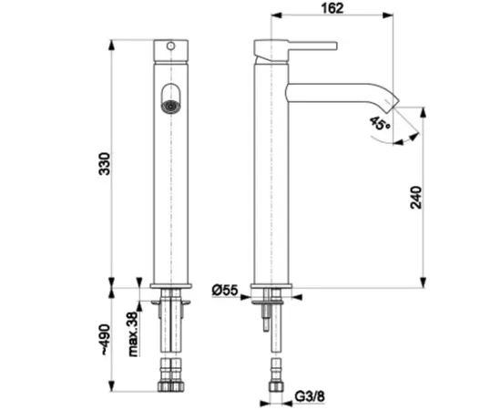 ხელსაბანის ონკანი KFA  Moza Black (შავი, სიფონით Click-Clack) ხელსაბანის ონკანი KFA  Moza Black (შავი, სიფონით Click-Clack)