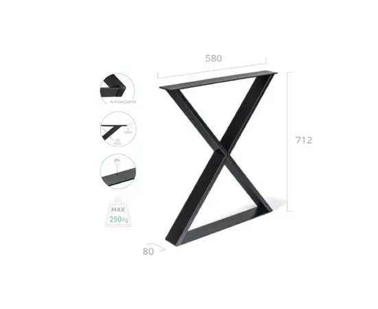 Table leg REI X-shaped 5-914.6071.18P black 710х600 mm Table leg REI X-shaped 5-914.6071.18P black 710х600 mm