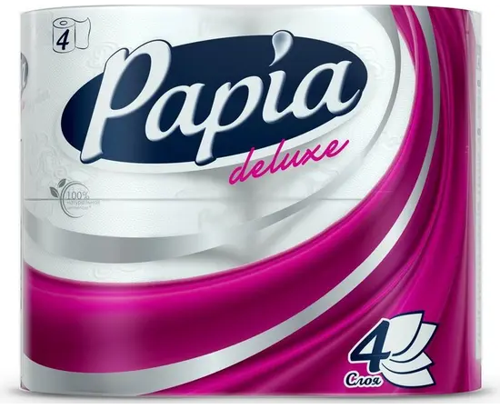 ტუალეტის ქაღალდი Papia Deluxe 4 ც ტუალეტის ქაღალდი Papia Deluxe 4 ც