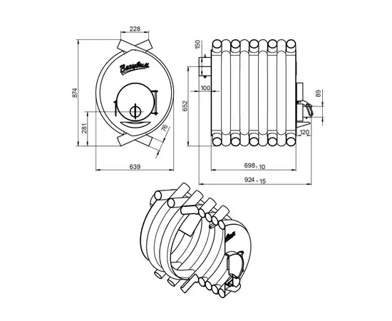გამათბობელი ღუმელი Vezuvi AOGT 02 გამათბობელი ღუმელი Vezuvi AOGT 02
