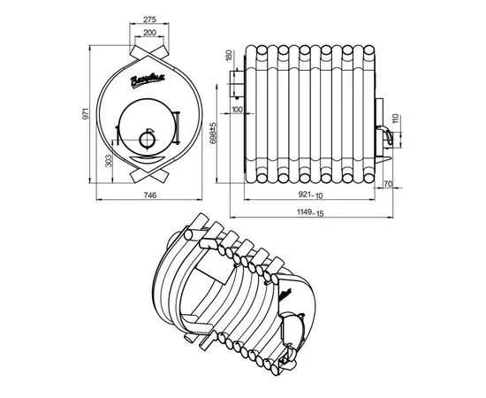 გამათბობელი ღუმელი Vezuvi AOGT 03 გამათბობელი ღუმელი Vezuvi AOGT 03