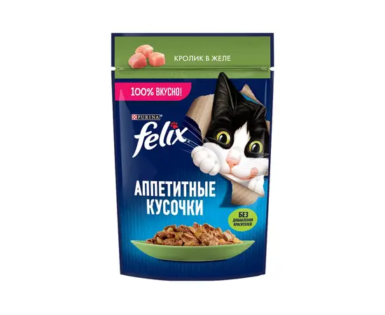 ჟელე კატის Felix კურდღლის ხორცი 75გ