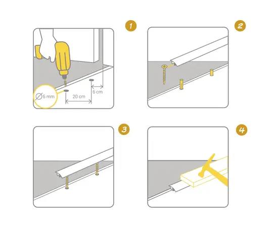 Aluminum threshold Vilo T35 Gold 35/930 mm