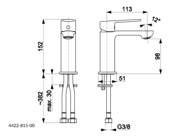 Washbasin faucet KFA Agat chrome with Click-Clack siphon Washbasin faucet KFA Agat chrome with Click-Clack siphon