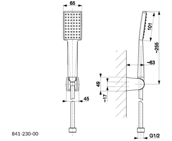 Shower head with holder KFA Logon black