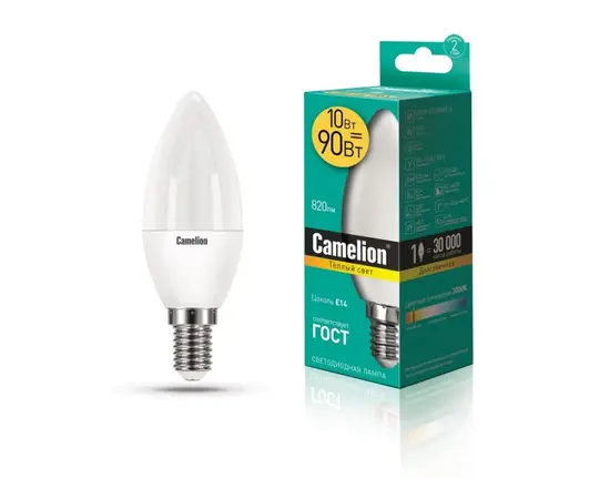 შუქდიოდური ნათურა Camelion 10W С35 Е14 3000K