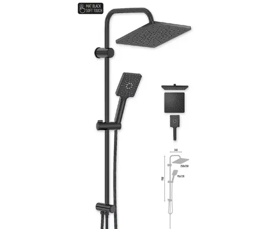 საშხაპე სისტემა Valtemo Maxima Jet Black VS-2654 საშხაპე სისტემა Valtemo Maxima Jet Black VS-2654