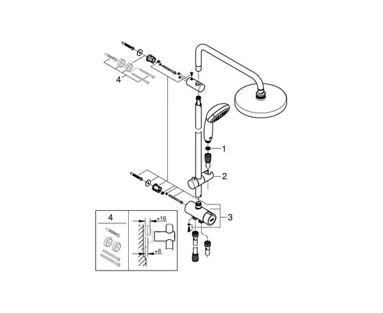 Shower system Tempesta System 200 Chrome