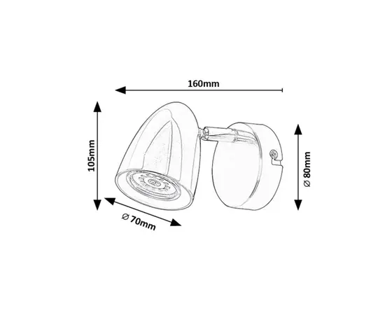 სპოტი Rabalux Perico 1 GU10 h105 L160 შავი სპოტი Rabalux Perico 1 GU10 h105 L160 შავი
