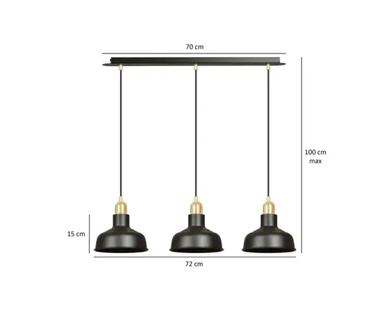 Подвес EMIBIG Ibor 3 E27 3x MAX 60W черный