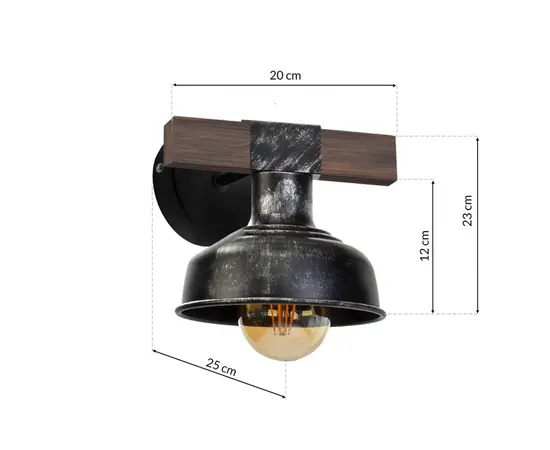 Wall lamp Milagro FARO MLP6241 1 E27 black wood Wall lamp Milagro FARO MLP6241 1 E27 black wood