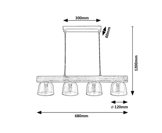 საკიდი Rabalux Cardamom 4 E14 3120 ლითონი ხე საკიდი Rabalux Cardamom 4 E14 3120 ლითონი ხე