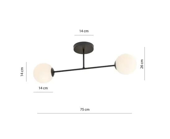 Люстра EMIBIG ROMA 2 металл черный стекло опал 1232/2
