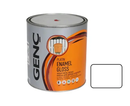 საღებავი ხის და ლითონის Genc Synthetic glossy paint Silver 1000 თეთრი მქრქალი 750 მლ