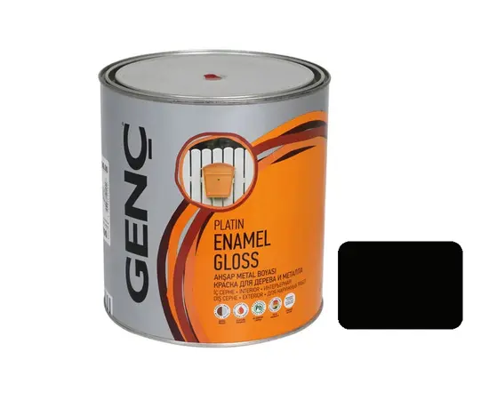 საღებავი ხის და ლითონის Genc Synthetic glossy paint Silver 9103 შავი მქრქალი 750 მლ