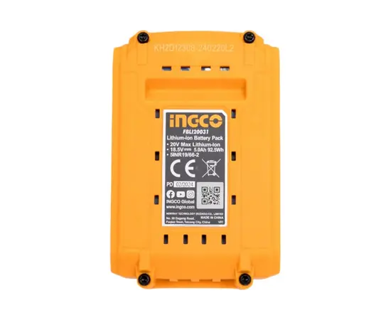 აკუმულატორი Ingco FBLI20031 20V 5ah აკუმულატორი Ingco FBLI20031 20V 5ah