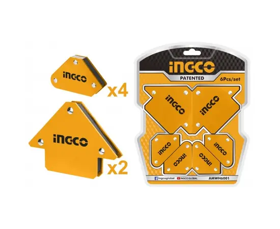 მაგნიტური დამჭერი შედუღებისთვის  Ingco AMWH6001 6 ც მაგნიტური დამჭერი შედუღებისთვის  Ingco AMWH6001 6 ც