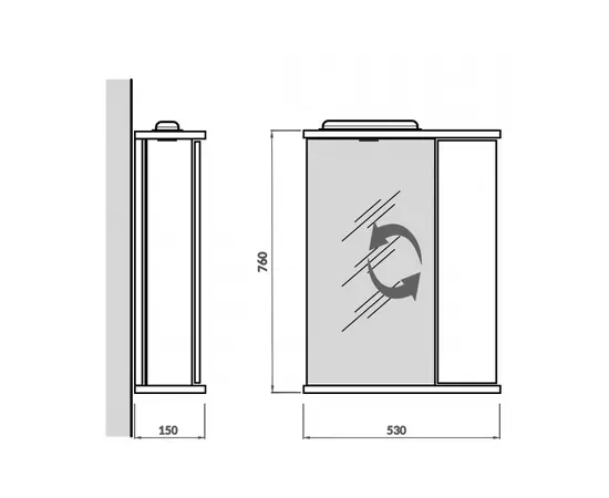 Cabinet with mirror ST-50 white 53x76x15 см Cabinet with mirror ST-50 white 53x76x15 см