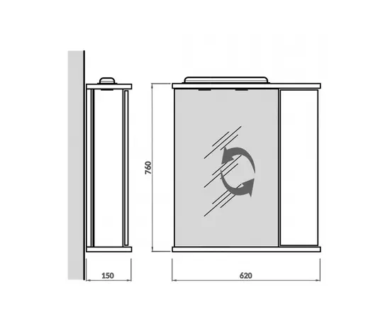 Cabinet with mirror ST-60 white 62x76x15 cm Cabinet with mirror ST-60 white 62x76x15 cm