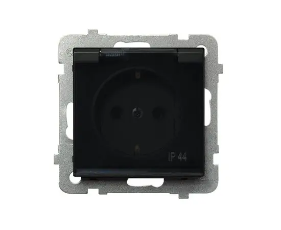 როზეტი დამიწებით და თავსახურით ჩარჩოს გარეშე Ospel Sonata GPH-1RS/m/33/d 1 განყოფილებიანი IP44 შავი როზეტი დამიწებით და თავსახურით ჩარჩოს გარეშე Ospel Sonata GPH-1RS/m/33/d 1 განყოფილებიანი IP44 შავი