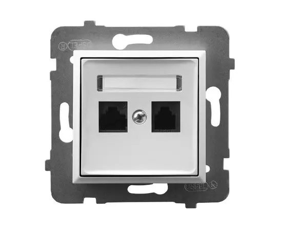 Розетка компьютерная CAT 5E Ospel Aria GPK-2U/K/m/00 2 местная белая Розетка компьютерная CAT 5E Ospel Aria GPK-2U/K/m/00 2 местная белая