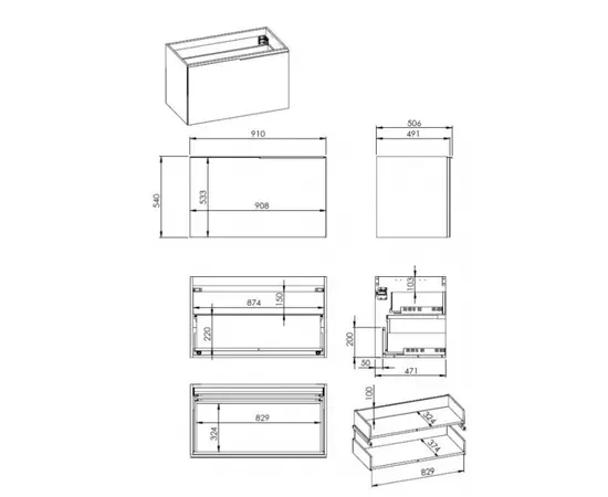 Cabinet under wash basin suspended Elita GLAM 90 Stone Matt 90 1S + 1S (168384) Cabinet under wash basin suspended Elita GLAM 90 Stone Matt 90 1S + 1S (168384)
