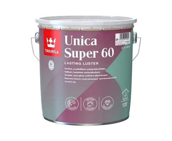 Paint for complex surfaces Tikkurila Unica Super 60 lacquer semmi-gloss A 2,7 l