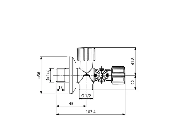 ვენტილი ორმაგი 1/2x1/2x1/2 Albertoni სახელურით
