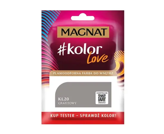 Interior paint test Magnat Kolor Love 25 ml KL20 graphite Interior paint test Magnat Kolor Love 25 ml KL20 graphite