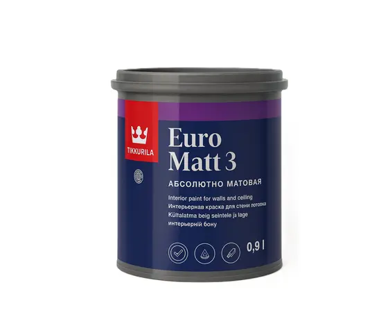 Interior paint Tikkurila Euro Matt 3C 0.9 l transparent