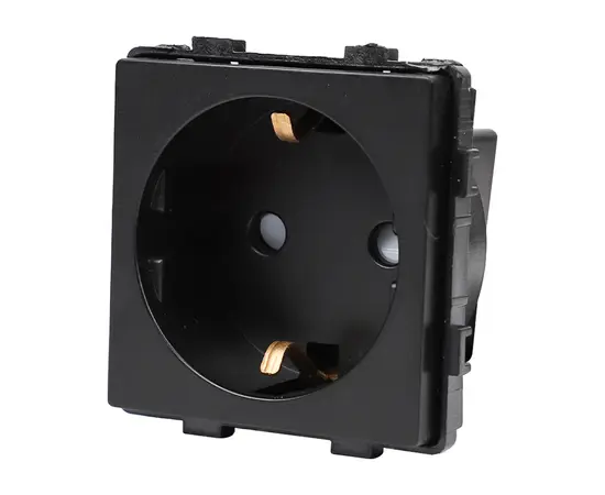 როზეტი ჩარჩოს გარეშე Socket Style 16A დამიწებით და შტორებით შავი როზეტი ჩარჩოს გარეშე Socket Style 16A დამიწებით და შტორებით შავი