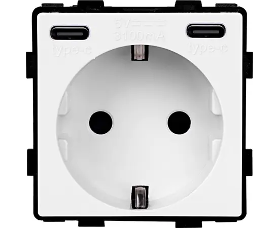 როზეტი Socket Style დამიწებით და შტორებით 20W 16A USB C+C ჩარჩოს გარეშე თეთრი როზეტი Socket Style დამიწებით და შტორებით 20W 16A USB C+C ჩარჩოს გარეშე თეთრი