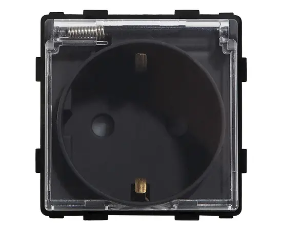 როზეტი ჩარჩოს გარეშე Socket Style 16A დამიწებით და შტორებით გამჭვირვალე თავსახურით შავი როზეტი ჩარჩოს გარეშე Socket Style 16A დამიწებით და შტორებით გამჭვირვალე თავსახურით შავი