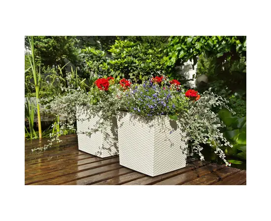 ქოთანი ყვავილის Lamela JUKA rattan planter white 40x40 სმ ქოთანი ყვავილის Lamela JUKA rattan planter white 40x40 სმ
