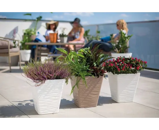 პლასტმასის ქოთანი ყვავილებისთვის FORM PLASTIC Sahara Dunes square 3920-011 Ø30 თეთრი პლასტმასის ქოთანი ყვავილებისთვის FORM PLASTIC Sahara Dunes square 3920-011 Ø30 თეთრი