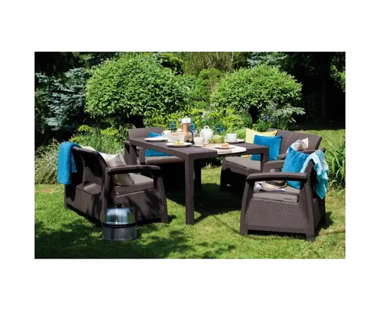 Set of garden furnitiure Allibert CORFU II FIESTA whisky brown