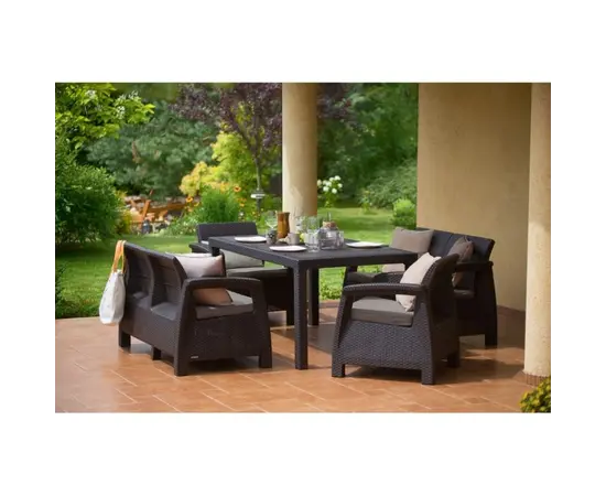 Set of garden furnitiure Allibert CORFU II FIESTA whisky brown