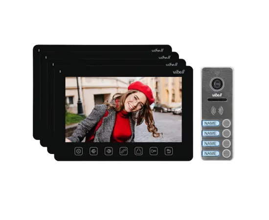 Video intercom ORNO 7 NOVEO MULTI4 for 4 families black